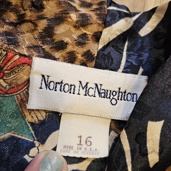 Vtg Norton McNaughton Animal Print Satin Blazer Womens 16 Cheetah Chains Artsy - Picture 7 of 10